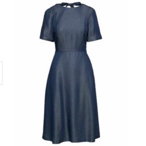 Banana Republic Tie Back Fit & Flare in Dark Rinse Tencel Chambray Dress 2